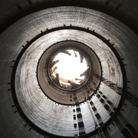 Inside a wind-power turbine
